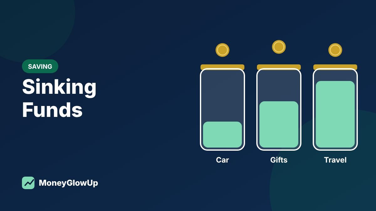 Three illustrated savings jars labeled Car, Gifts and Travel filling at different levels with gold coins